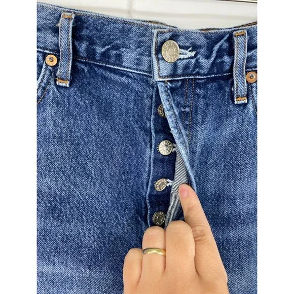 Agolde Parker Cut Off Denim Shorts Button Fly Raw Hem Size 29 EUC